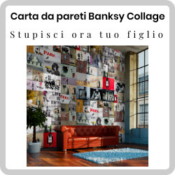 Stupisci tuo figlio adolescente con la carta da parati Banksy Collage:  unica, si pu tagliare dove si vuole e.. scatena la creativit!