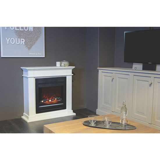 Xaralyn  Fireplace Frame Elda white MDF wood is a product on offer at the best price