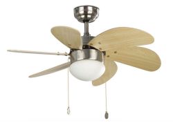 Ventilador De Techo Niquel Con Luz Palao