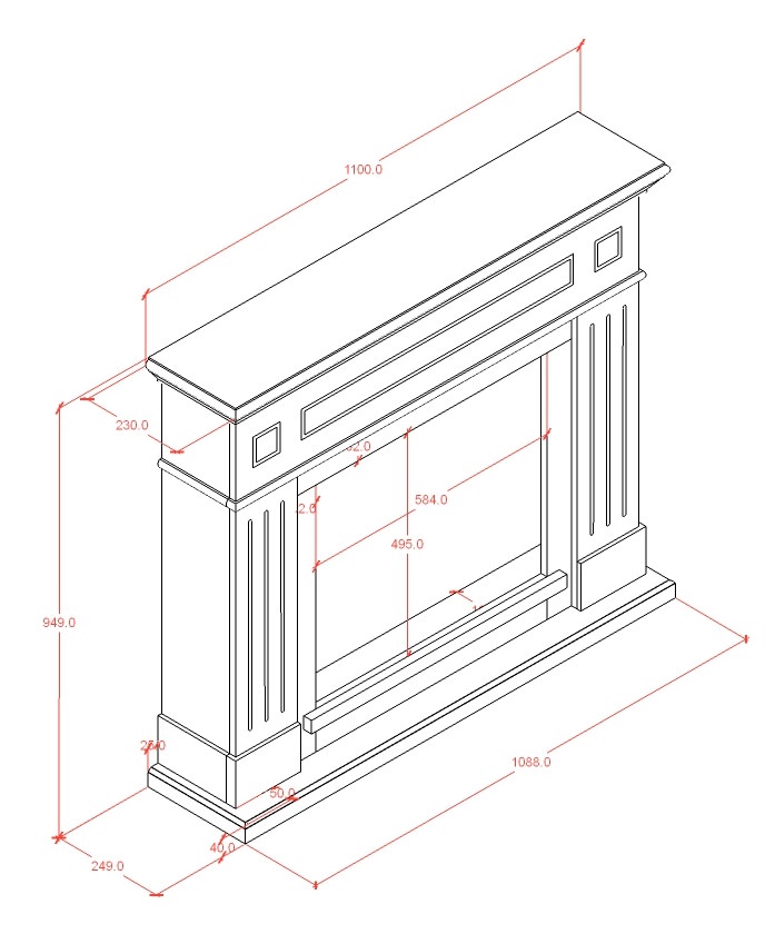 Cornice in Legno per caminetto elettrico PIENZA GRIGIO
