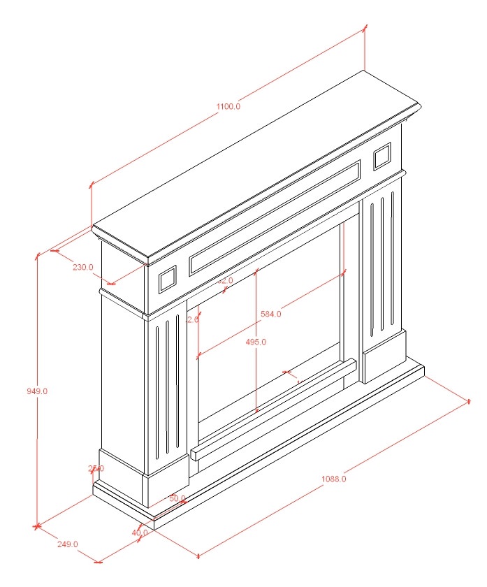 Cornice per caminetto Larsen Tagu