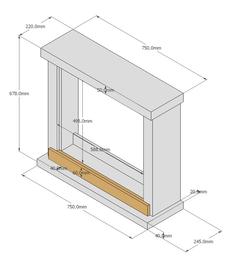 Cornice per caminetto Hagen Tagu