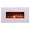 Wall-mounted electric fireplace model Mont Blanc made of steel and glass. Maximum heating power 1500W. Realistic LED flame effect adjustable in 6 light intensity levels Infrared remote control included. Great for home and office.