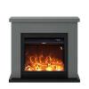 Floor fireplace composed of dark gray color frame and black electric burner 1500W, real LED flame effect. Modern design for all indoor environments. Made of high quality MDF wood Easy to place or move. With remote control