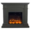 Cetona gray floor and wall fireplace composed of gray frame and black 1500W electric burner with real LED flame effect. Fireplace design complete with remote control. Made of high quality MDF wood Easy to place or move.