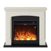 Floor and wall fireplace composed of creamy white color frame and black electric burner 1500W with real LED flame effect. Fireplace design complete with remote control. Made of high quality MDF wood Easy to place or move.