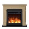 Floor And Wall Fireplace Composed Of Oak Color Frame And Black Electric Burner 1500w With Real Led Flame Effect. Fireplace Design Complete With Remote Control. Made Of High Quality Mdf Wood Easy To Place Or Move.