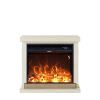 Floor and wall fireplace composed of ivory color frame and black electric burner 1500W with real LED flame effect. Fireplace design complete with remote control. Made of high quality MDF wood Easy to place or move.