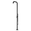 Shower for swimming pool Chia Nera Shower with mixer and hand shower Body in stainless steel AISI 316 Black Matt Body diameter 6 cm Accessories AISI 304 Shower for indoor and outdoor with hot and cold water inlet from below H 2300 mm