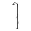 Shower for swimming pool Pula Nera with shower head diameter 25 cm Garden shower with mixer and hand shower Body in stainless steel AISI 316 and accessories in stainless steel AISI 304 Hot and cold water connections hidden on the base