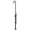 Shower for outdoor use Stintino Structure in Stainless Steel AISI 316 black matt Shower with hot and cold water inlet with Diverter for swivel shower head Foot wash and Hand shower with flexible hose Taps in Stainless Steel AISI 304