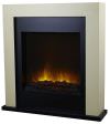 Floor standing electric fireplace Avoriaz CheminArte 102 by Efydis Electric fireplace complete with cream and black MDF frame Heat diffusion from the front Power 1000W or 2000W Electric insert with flame effect and logs