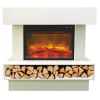 Davos electric indoor fireplace Pre-assembled fireplace with MDF wood structure in White Ultra-realistic flame effect Remote control with timer included Frontal heat emission Power 2000W No assembly required