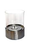Bioethanol-Tischkamin Emma Silver Runder Ethanol-Kamin aus Edelstahl und Glas Dekorativer Kamin in modernem Design mit Sicherheitsbrenner mit Auslaufschutz