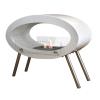 Molde White Bioethanol Fireplace Floor Standing Fireplace With Easy To Assemble Supports Structure Of Oval Steel Powder Coated White Color And Protective Glass Indoor Fireplace Ethanol Tank 1 Liter