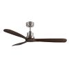 Ceiling fan Mallorca model DC motor with high energy efficiency Body in nickel-coloured steel and 3 dark solid wood blades without light Remote control 6 speeds Diameter 132 cm compatible with Alexa and Google Home