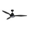 Ceiling fan with LED light 15W model Triumph AC motor high energy efficiency Steel body and 3 blades in black ABS Useful function summer winter Remote control included with 3 speeds Diameter 132 cm