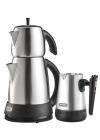 Mulex 200930 Tea and Coffee Kettle, satin-finish steel and black, soluble Coffee Kettle, 2.5 litre with removable 0.7 litre teapot and jug Saving function with temperature maintenance