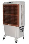 Portable evaporative cooler model 168 Covering area 50-70 sqm. Remote control included 3 speeds Water tank 57 liters Consumption of 9-11 liters per hour. Easily movable on braked wheels. Air filter and ionizer