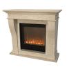 Electric fireplace complete with Kreta Frame in White Fossil Stone and electric insert Trivero 70 Led flame effect and adjustable power 800W and remote control included Dimensions 1100 x 1200 x 540 mm