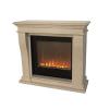 Electric standing fireplace complete with Kreta Mini fossil stone frame in white and electric insert Trivero 70 Led flame effect and adjustable power 800W and remote control included Measurements 990 x 1050 x 445 mm
