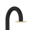 Black shower in Polyethylene with hot and cold water with footwash. Double practical mixer to regulate the water temperature. Double water connection, bottom and lateral. For outdoor and indoor use. Gold coloured accessories.