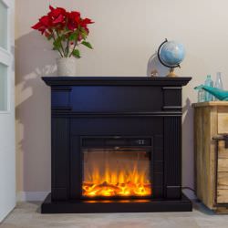 Black electric fireplace for decorating