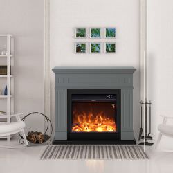 Dark gray fireplace for office