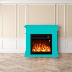 Turquoise office fireplace