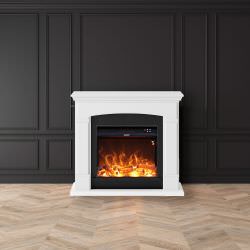 White floor standing fireplace