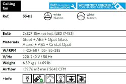 Ventilador De Techo Blanco Con Luz Easy