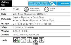 Ventilador De Techo Con Luz Palk