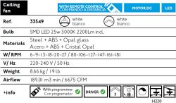 Ventilador De Techo Con Luz Vulcano Led