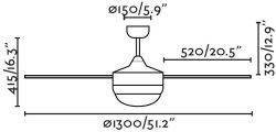 Brown 4 Blade Ceiling Fan With Light