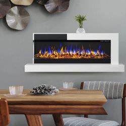 Chimenea elctrica de pared blanca