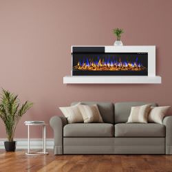 Chimenea elctrica de pared blanca