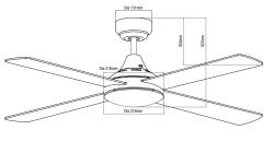 Ventilador moderno sin luz negro