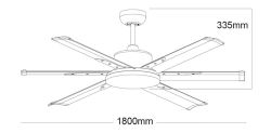 Fan DC Fan Grey Pale 180 cm Grey