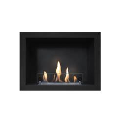 Biocamino con cornice nera in legno