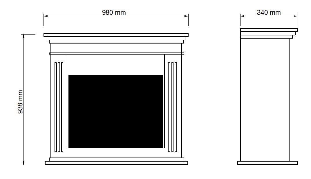 Cornice per camino in legno MDF bianco