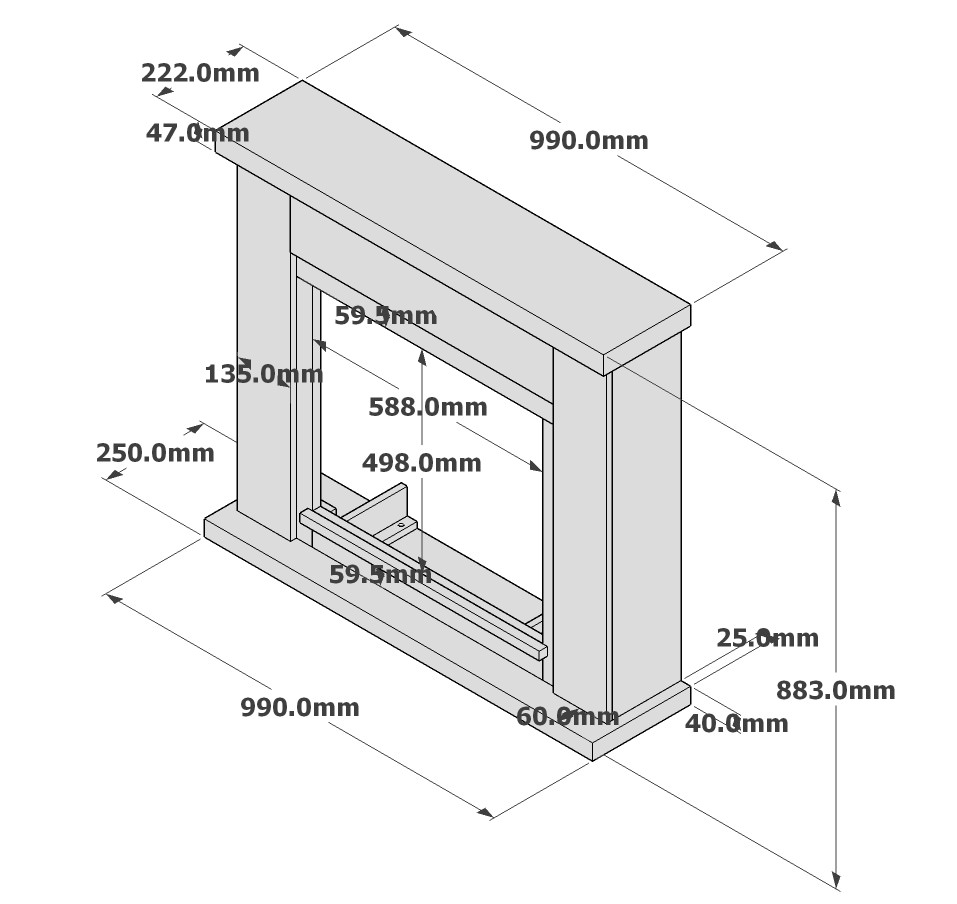 Floor Standing Oak Fireplace