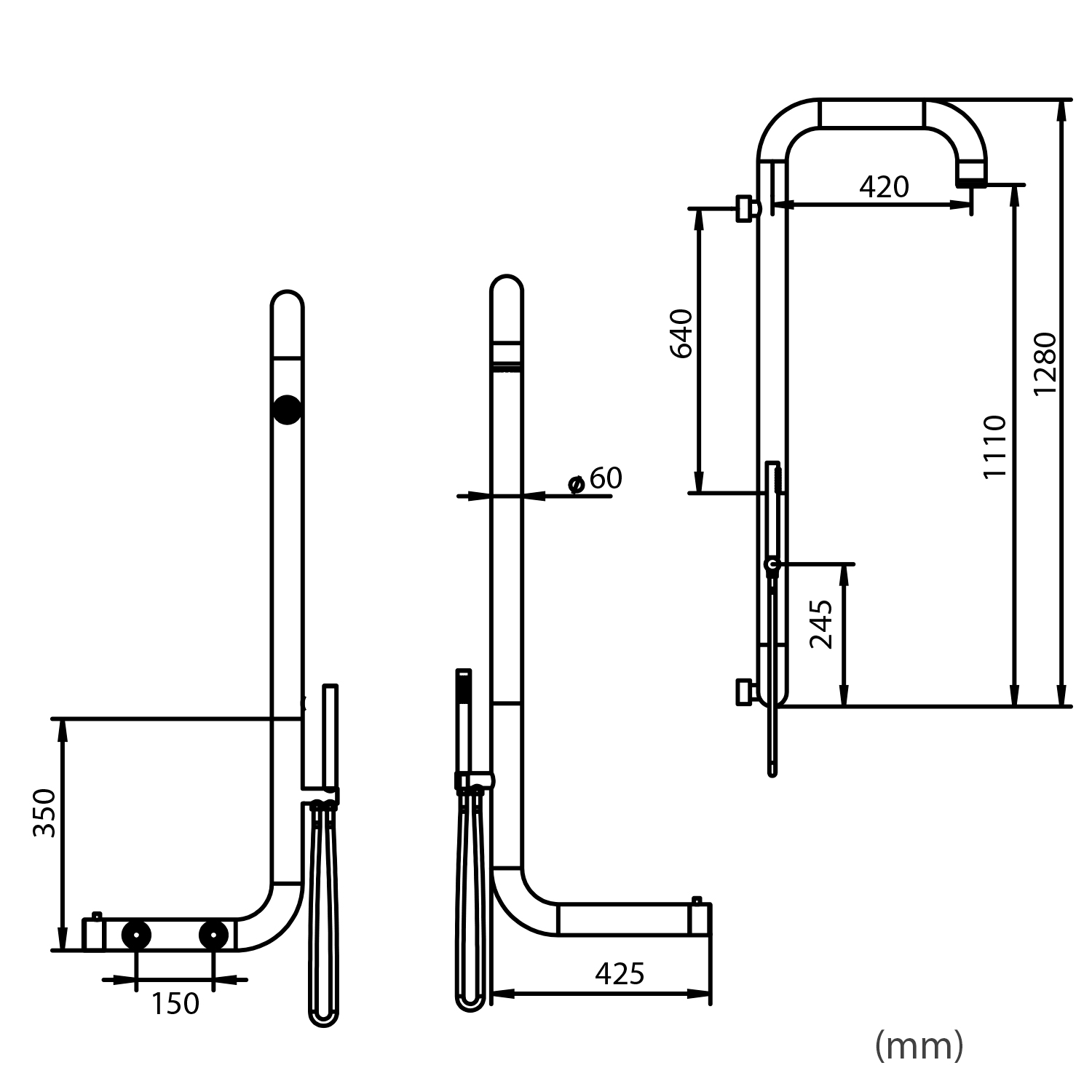 Shower Wall Mounted Black Matt