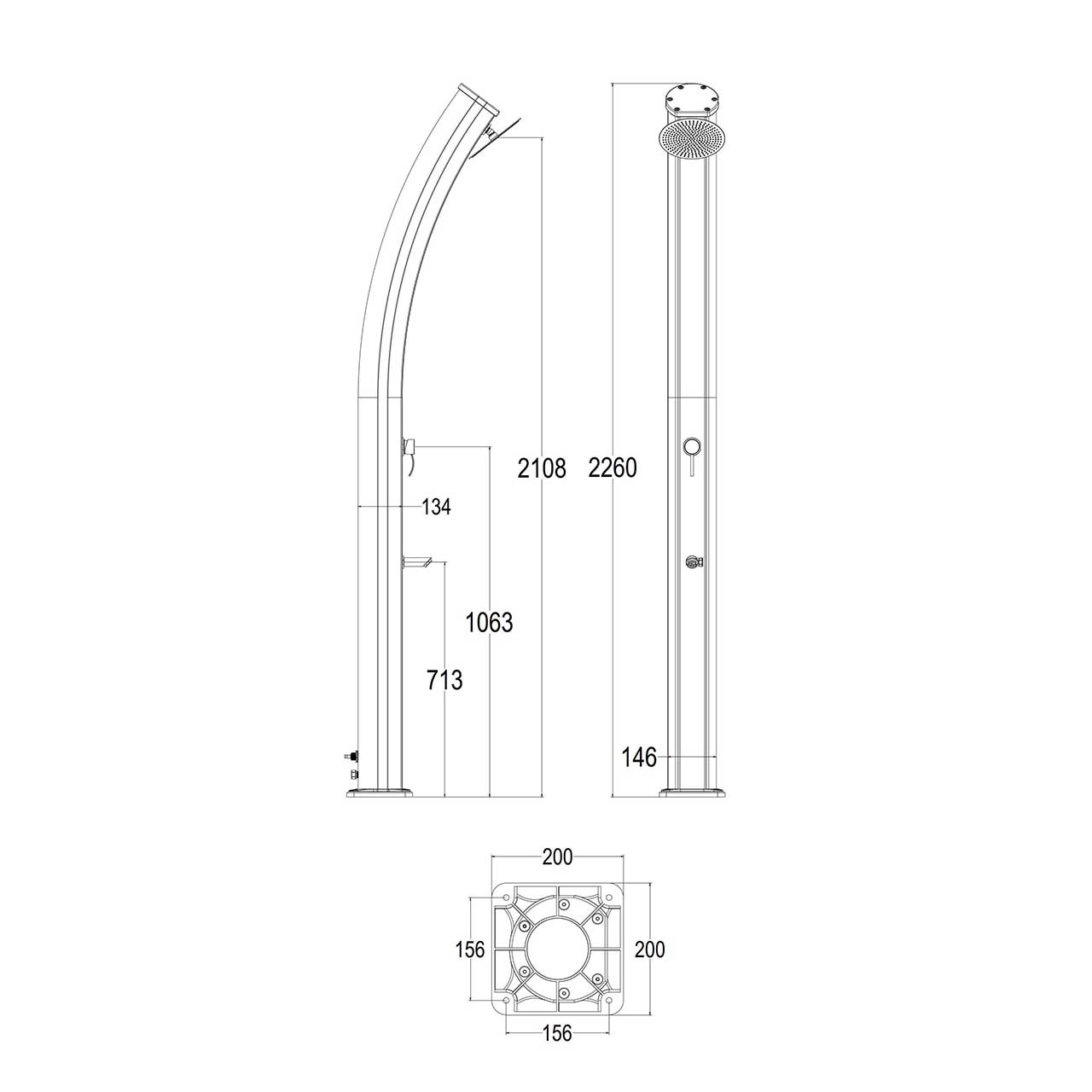 Weisse Aluminium Solardusche