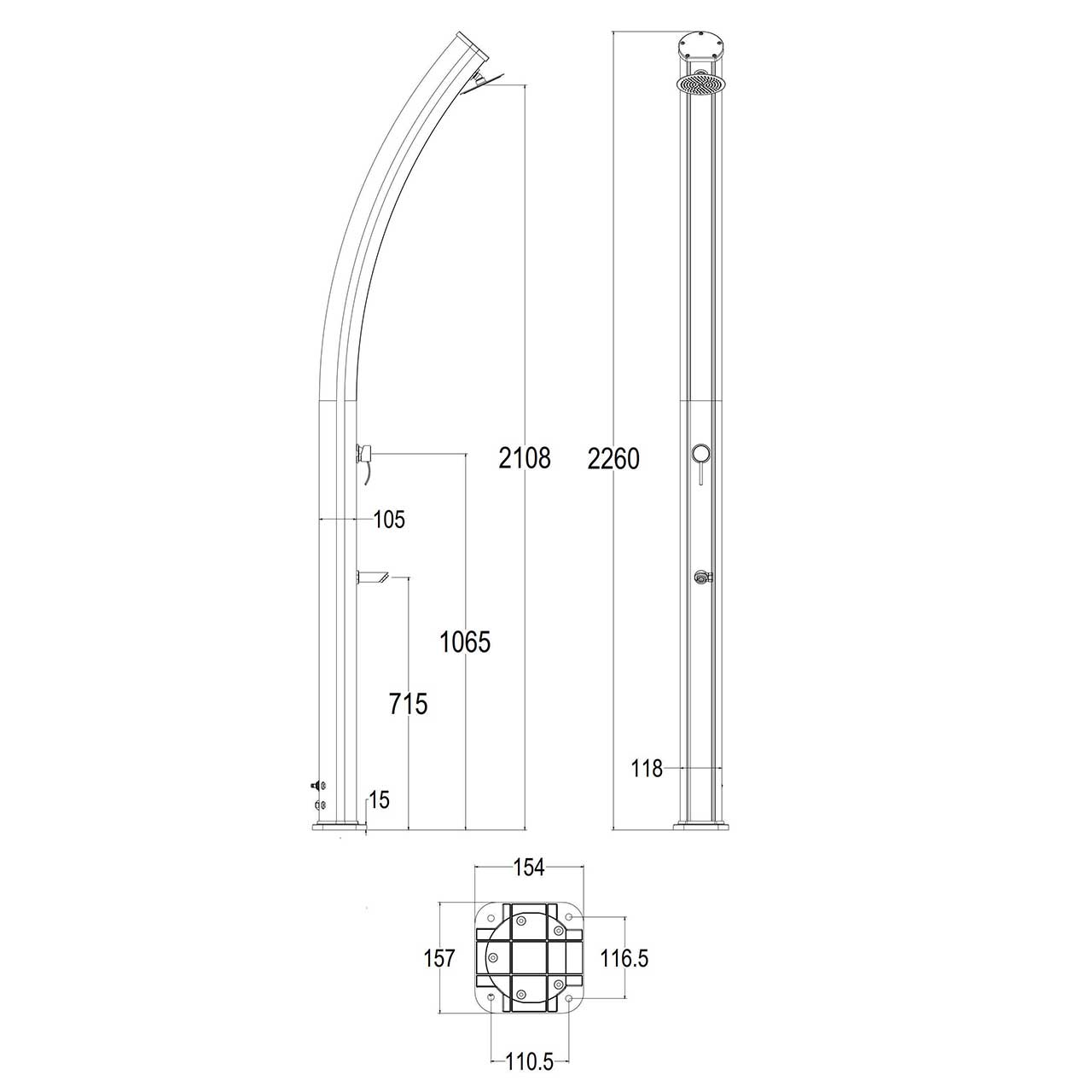 White Aluminium Solar Shower 