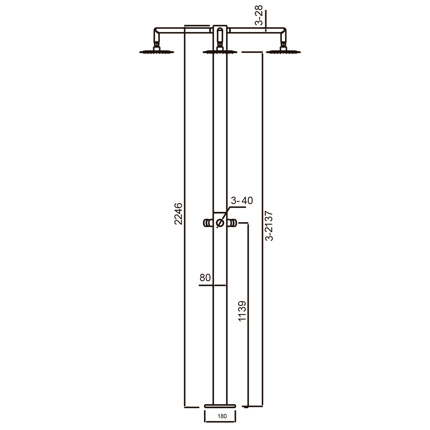 Triple Outlet Outdoor Shower Station