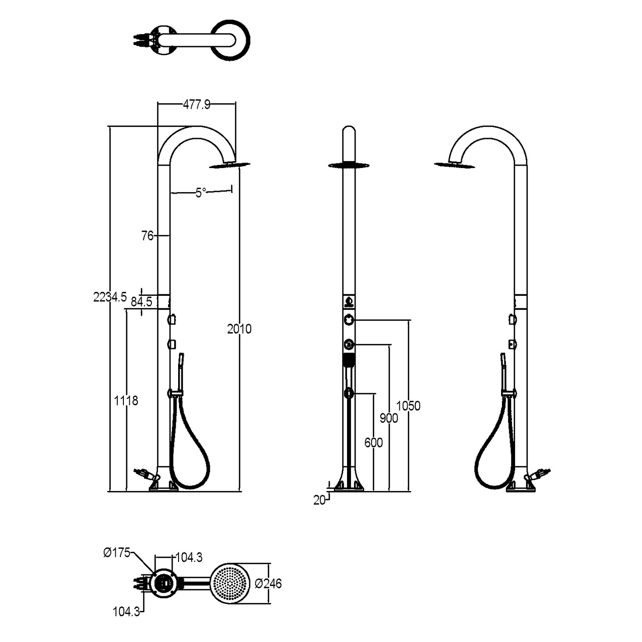 Black Shower With Hand Shower 