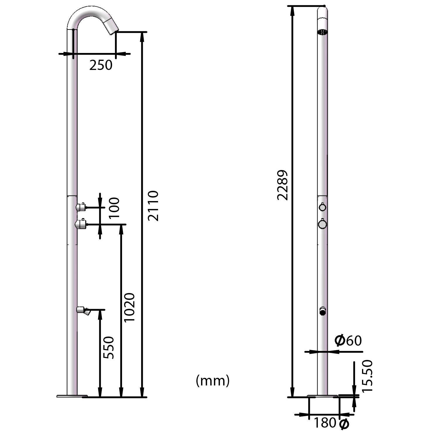 Shower Quartu Gunmetal