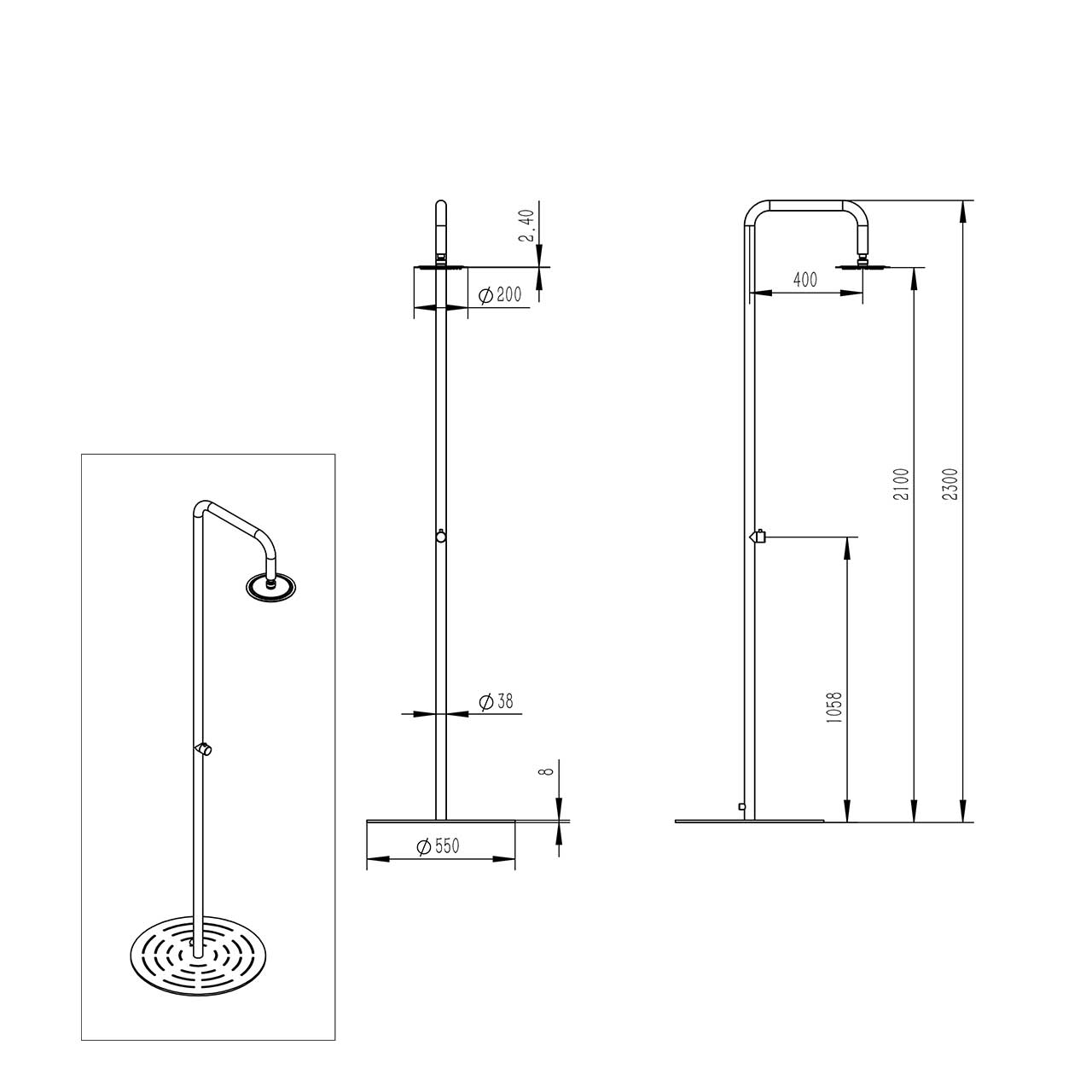 Stainless steel pool shower SINED