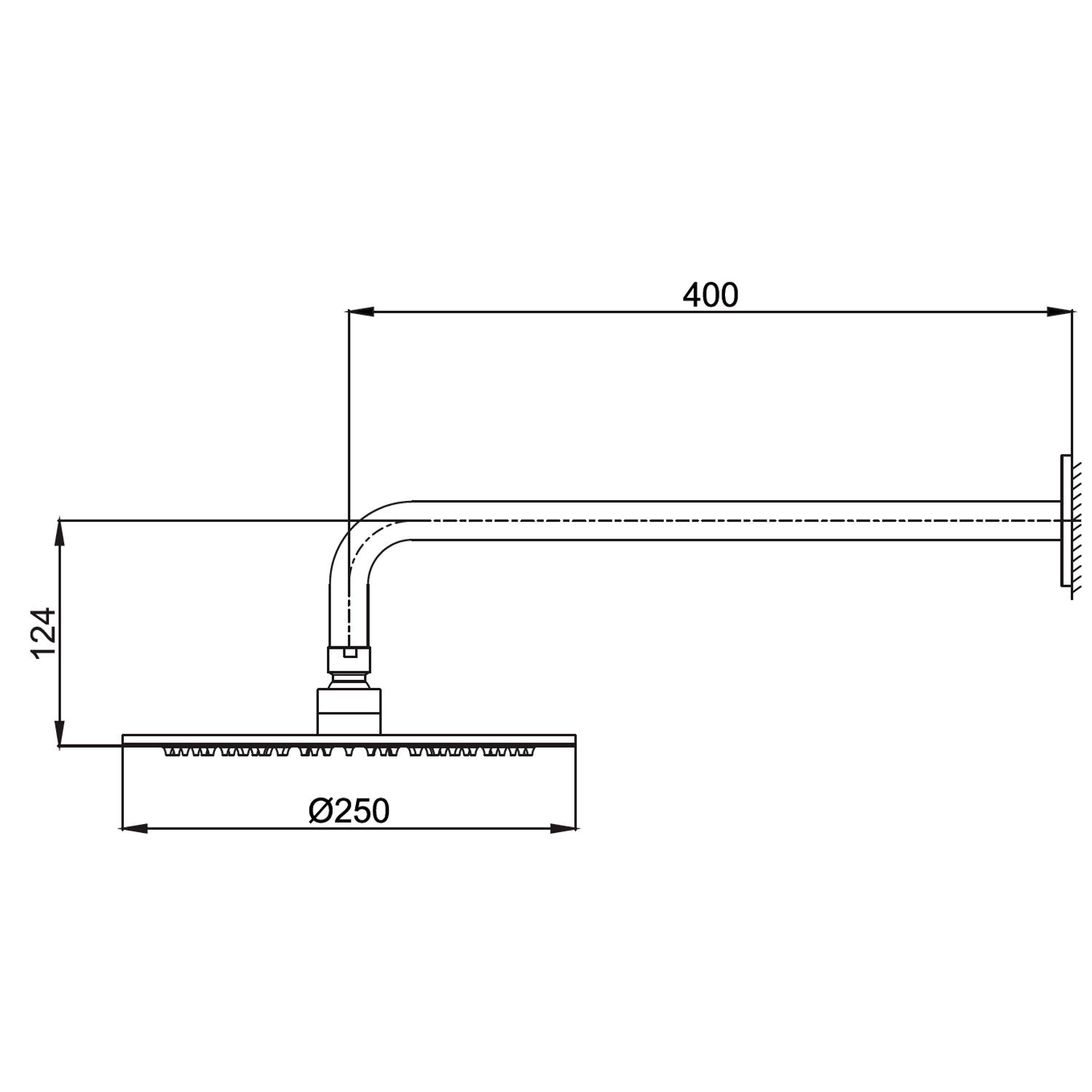 Kit Braccio Soffione Inox 25cm Parete