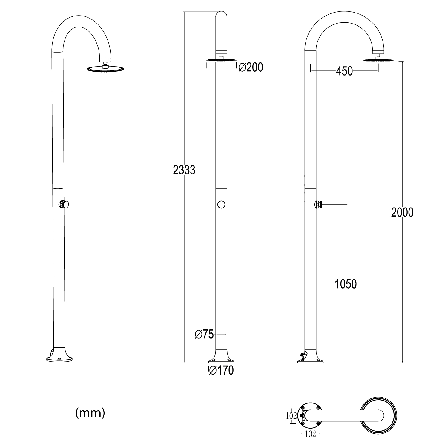 White Aluminum Timed Shower